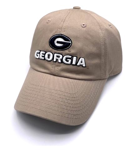 University Georgia Clean Up Relaxed Fit Hat Adjustable Classic Bulldogs Team Logo Embroidered Cap (Khaki)