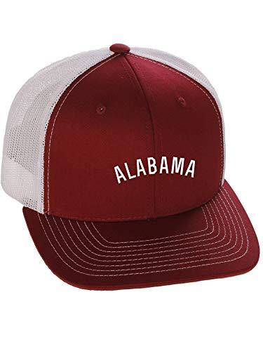 Daxton USA Cities Trucker Mesh Structured Hat Mid Profile Snapback Cap - Alabama Burgundy White White - Campus Hats
