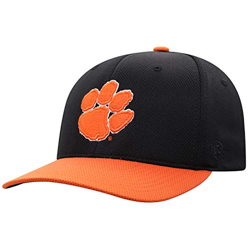 Top of the World NCAA Clemson Tigers Mens Reflex NCAA One Fit Hat Two-Tone Primary Icon, Black, OSFM
