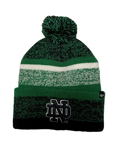 '47 Notre Dame Fighting Irish Green Cuff Northward Beanie Hat with POM - NCAA Cuffed Winter Knit Toque Cap
