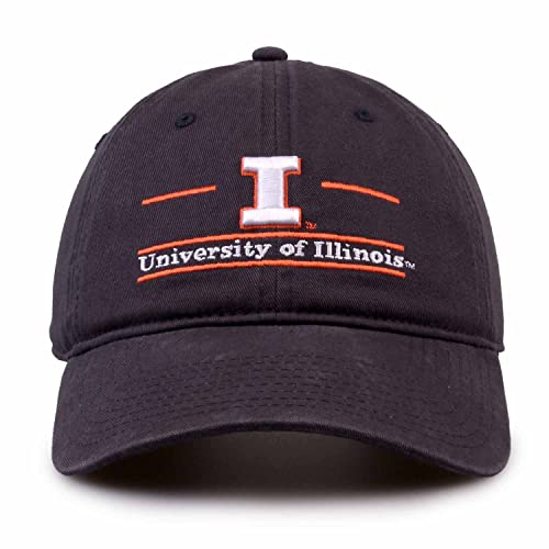 The Game NCAA Adult Bar Hat - Garment Washed Twill - Embroidered Design - Elevate Your Style and Show Your Team Spirit (Illinois Fighting Illini - Blue, Adult Adjustable)