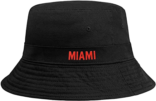 Daxton USA Cities Bucket Hat Cap Fisherman Headwear, Miami Black Red