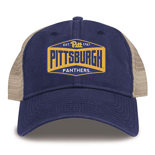 The Game Pitt University Panthers Trucker Hat Washed Super Soft Mesh Cap Blue