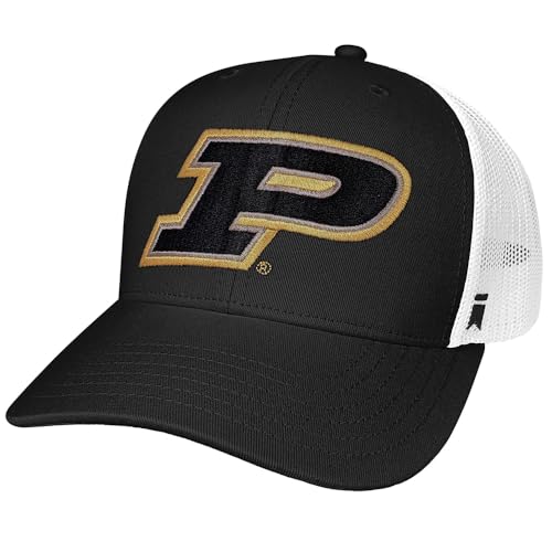 Campus Lab Official Purdue University Team Logo Adjustable Snapback Trucker Hat - Unisex for Men and Women Black