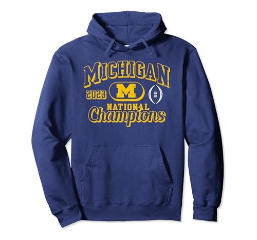 Michigan Wolverines 2023 CFP National Champions Vintage Navy Pullover Hoodie