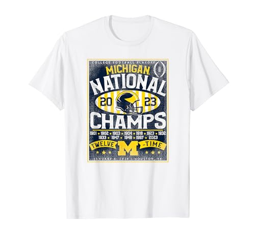 Michigan Wolverines 2023 CFP National Champs Retro 12-Time T-Shirt
