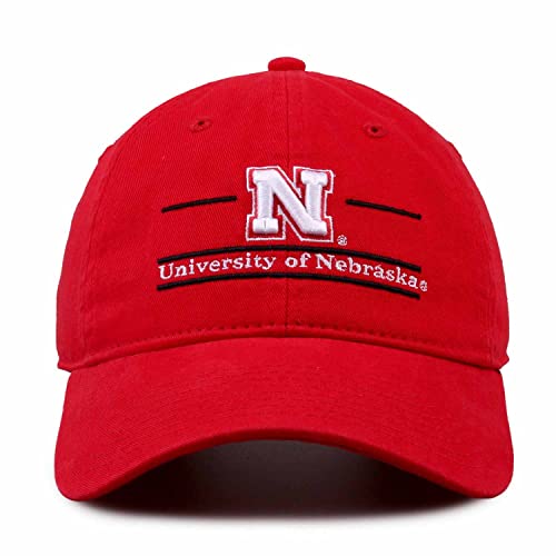 The Game Bar Hat with Adjustable Relaxed Fit for Men and Women - Embroidered Logo (Nebraska Cornhuskers - Red, Adult Adjustable)