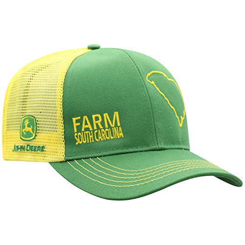 John Deere Farm State Pride Twill Hat - Green & Yellow, Choose Your State (e.g., South Carolina), Adjustable