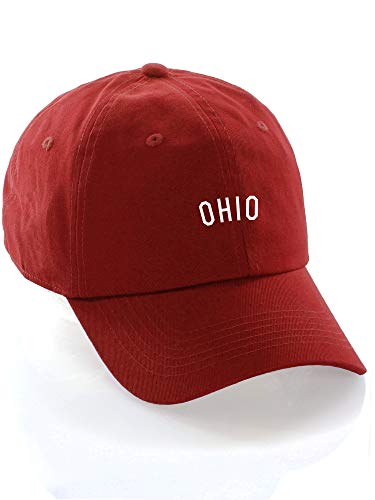 Daxton USA Cities Baseball Dad Hat Cap Cotton Unstructure Low Profile Strapback - Ohio Red White