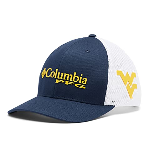Columbia NCAA West Virginia Mountaineers Men's PFG Mesh Snap Back Ball Cap,One Size,WV - Navy