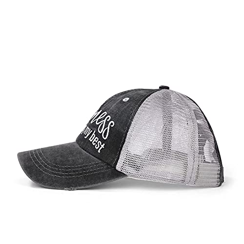 Distressed Criss Cross Ponytail Hat for Womens High Mesh  display picture 3