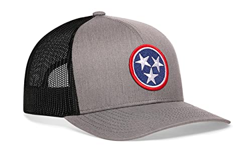 HAKA Tennessee Hat – TN Flag Trucker Hat Baseball Cap Snapback Golf Hat (Gray/Black)