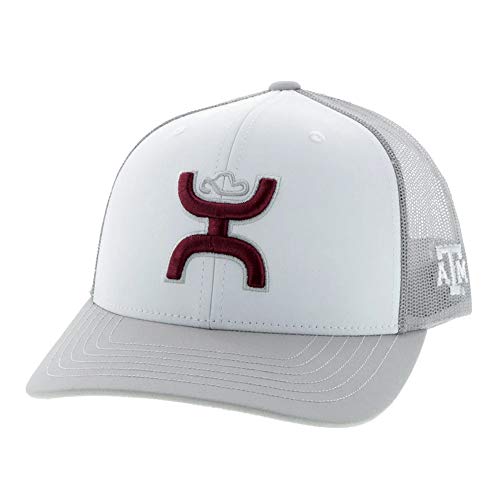 HOOEY Men's Officially Licensed Collegiate Adjustable Snapback Hat (Texas A&m - 7026t­-whgy) White/Grey