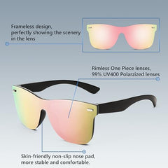 FEISEDY Polarized Sunglasses, Rimless Mirrored Sun Glasses  display picture 3