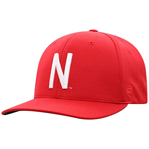 Top of the World NCAA Nebraska Cornhuskers Mens Reflex NCAA One Fit Hat Team Color Primary Icon, Black, OSFM