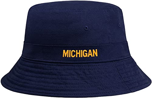 Daxton USA Cities Bucket Hat Cap Fisherman Headwear, Michigan Navy Gold