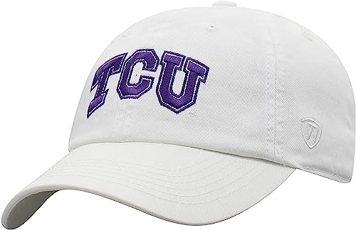 Collegiate Hats - Fitted Caps Adjustable Hats and Snapbacks Available (Adjustable Hat, TCU White)