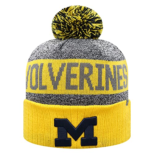 Top of the World NCAA Arctic Striped Cuffed Knit Pom Beanie Hat-Michigan-Maize, One Size