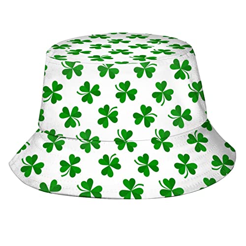 Green Shine Saint Patrick Day Clover Bucket Hat for Unisex Women Men Fisherman Hat Foldable Summer Beach Sun Hats Outdoor Travel Cap