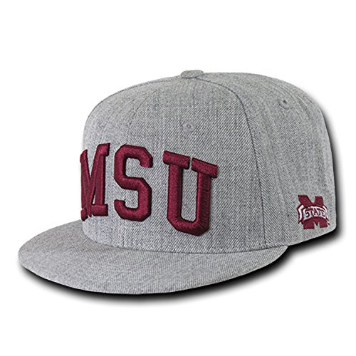 Mississippi State University Bulldogs NCAA Flat Bill Heather Gray Snapback Baseball Cap Hat