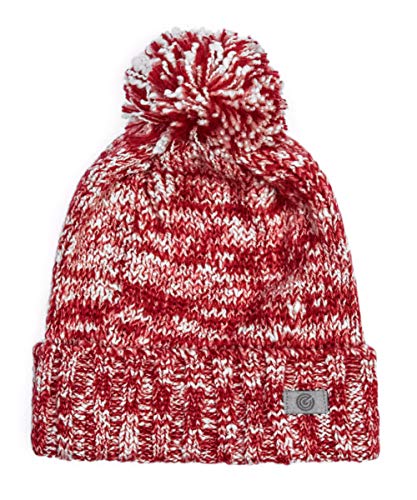 Revony Pom Pom Beanie - Slouchy Oversized Beanie Hat - Warm and Soft Red