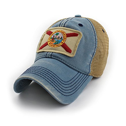 State Legacy Revival Florida Flag Patch Trucker Hat, Americana Blue