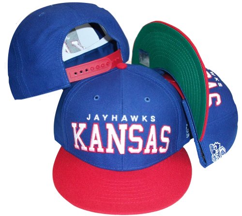 Kansas Jayhawks Two Tone Blue/Red Snapback Adjustable Plastic Snap Back Cap/Hat