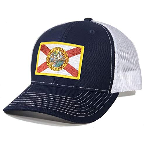 Homeland Tees Men's Florida Flag Patch Trucker Hat - Navy/White