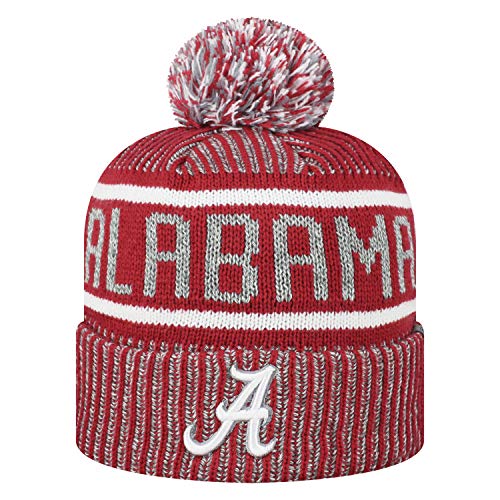 Top of the World NCAA Glacier Cuffed Knit Beanie Pom Hat-Alabama Crimson Tide