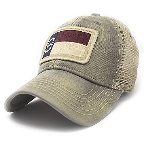 North Carolina Flag Trucker Hat, Drifter Grey