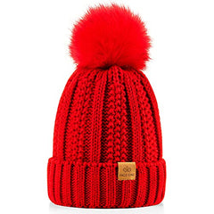 PAGE ONE Womens Winter Thick Cable Knit Beanie Faux Fur Pom  display picture 2