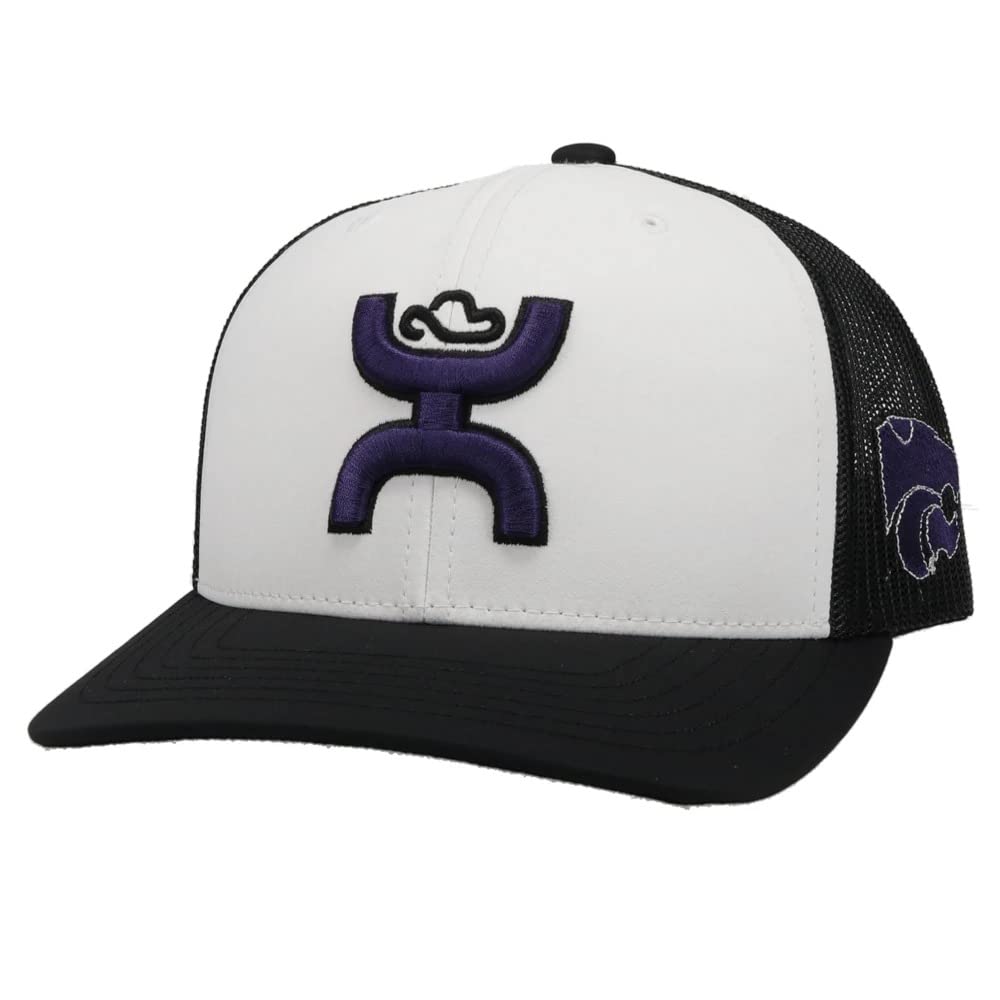 HOOEY Men's Officially Licensed Collegiate Adjustable Snapback Hat (Kansas State - 7184T-WHBK) White/Black