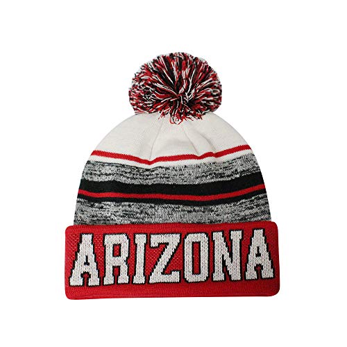 Arizona Blended Colors Men's Winter Knit Pom Beanie Hat (Red/White)