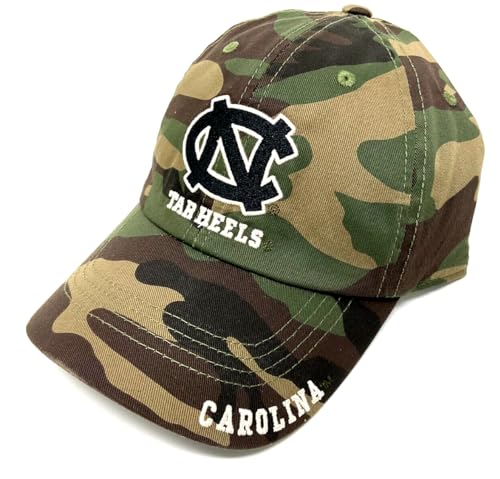 Solid Woodland Camo UNC Tar Heels Logo Camouflage Curved Bill Adjustable North Carolina Slouch Hat