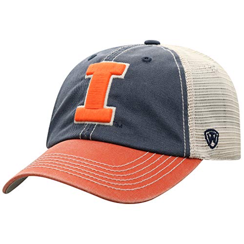 Top of the World Illinois Illini Men's Relaxed Fit Adjustable Mesh Offroad Hat Team Color Icon, Adjustable