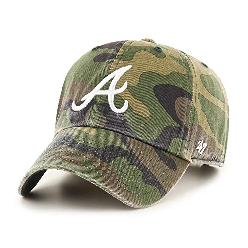 '47 MLB Camo Clean Up Adjustable Hat, Adult One Size Fits All (Atlanta Braves Camo)