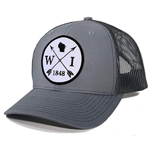 Homeland Tees Men's Wisconsin Arrow Patch Trucker Hat - Charcoal/Black
