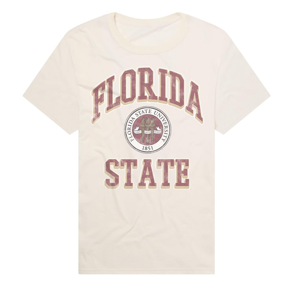 Florida State University Seminoles Classic Seal Official NCAA Classic Ring-Spun T-Shirt Unisex for Men & Women, Cream, Medium
