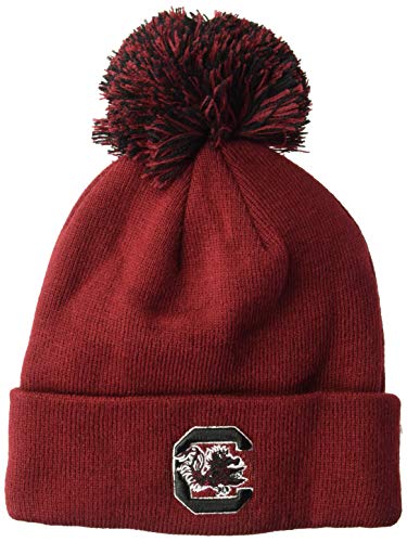 NCAA Zephyr South Carolina Fighting Gamecocks Mens Pom Knit Beanie, Adjustable, Team Color