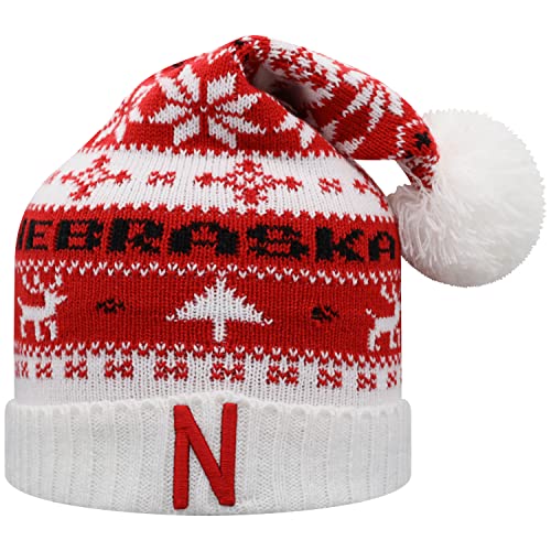 Top of the World NCAA Festive Ugly Christmas Santa Hat Beanie (Nebraska Cornhuskers, One Size Fits Most)