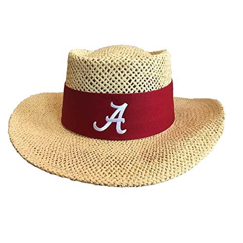 LOGOFIT Alabama Crimson Tide Tournament Straw Gambler Hat - Campus Hats