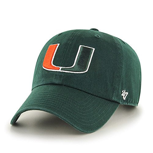 NCAA Miami Hurricanes Men's Clean Up Cap, Dark Green, One Size