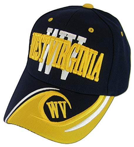 West Virginia Men's Wave Pattern Adjustable Baseball Cap (Navy/Gold)