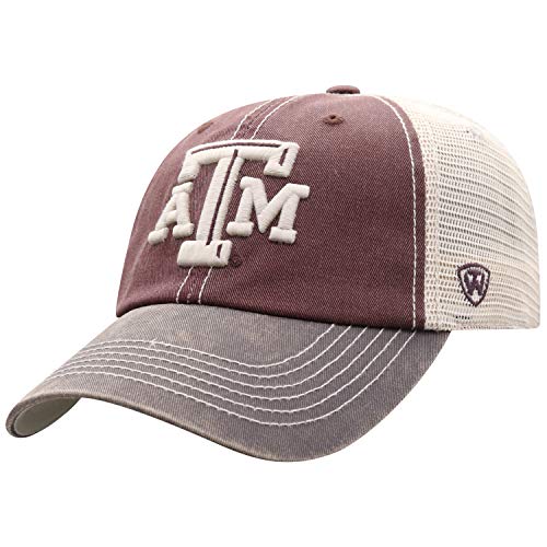 Top of the World Texas A&M Aggies Men's Relaxed Fit Adjustable Mesh Offroad Hat Team Color Icon, Adjustable