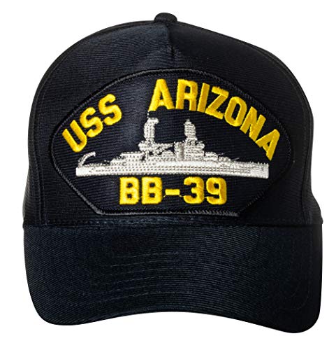 United States Navy USS Arizona BB-39 Battleship Emblem Patch Hat Navy Blue Baseball Cap