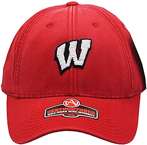 Great American Wisconsin Badgers Fitted Hat Destructed (Small) Red