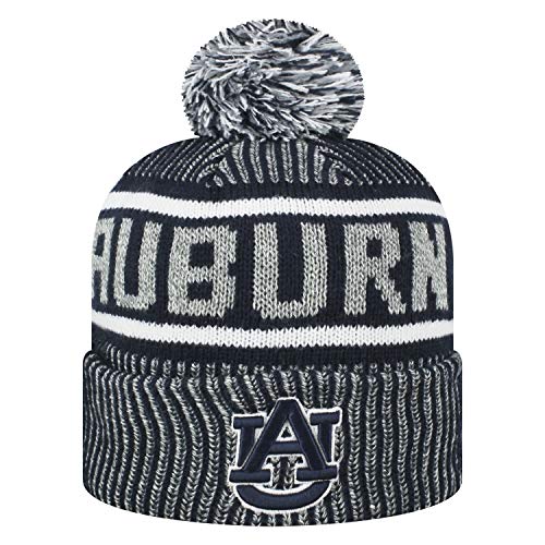 Top of the World NCAA Glacier Cuffed Knit Beanie Pom Hat-Auburn Tigers