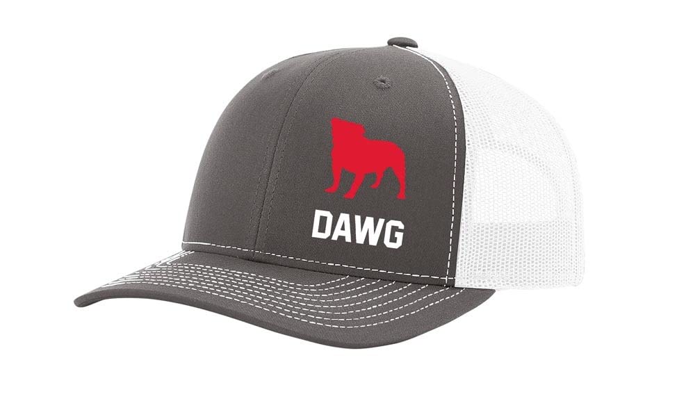 It's All About The South Football in Georgia Athens Bulldog Embroidered Mesh Back Trucker Hat, Charcoal/White