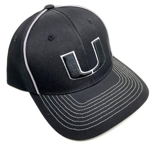 Blackout Miami Hurricanes U Logo Black Curved Bill Adjustable Hat