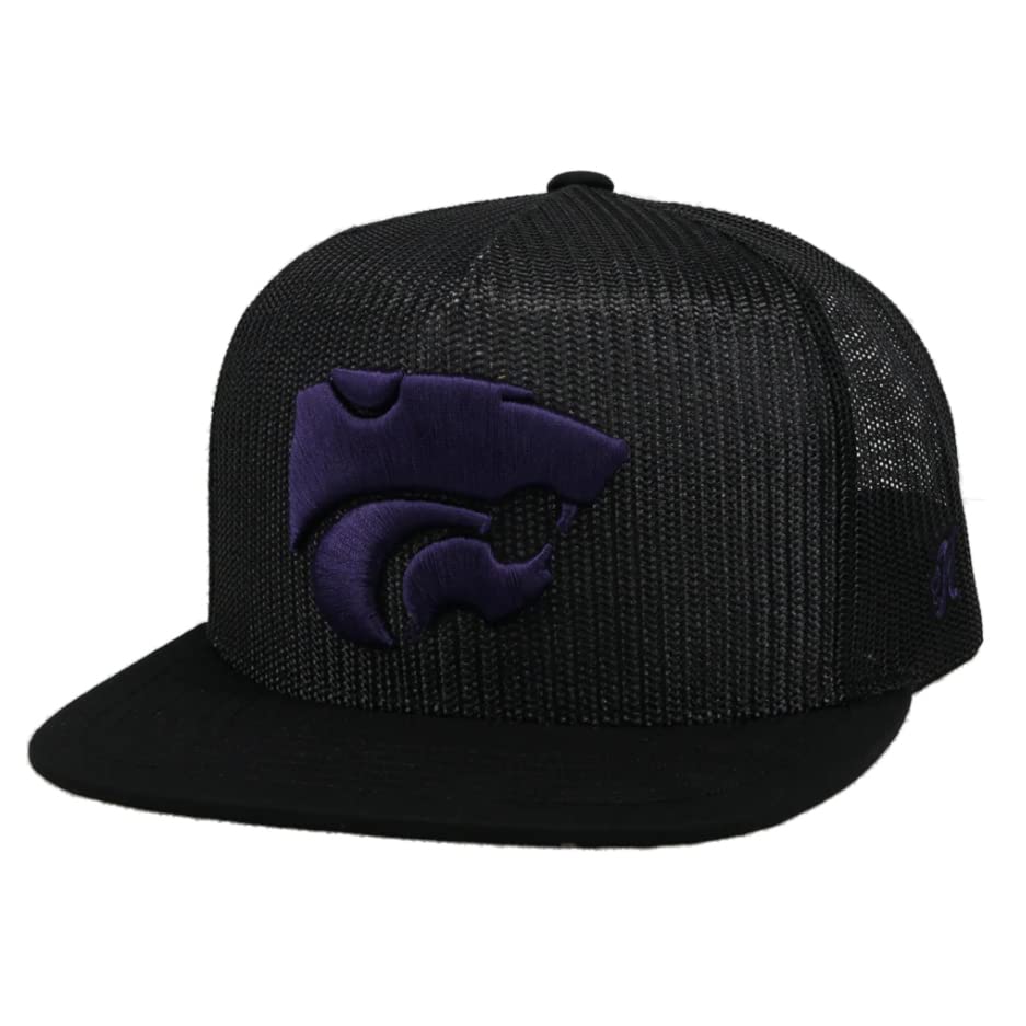 HOOEY Men's Officially Licensed Collegiate Adjustable Snapback Hat (Kansas State - 7187T-BK) Black